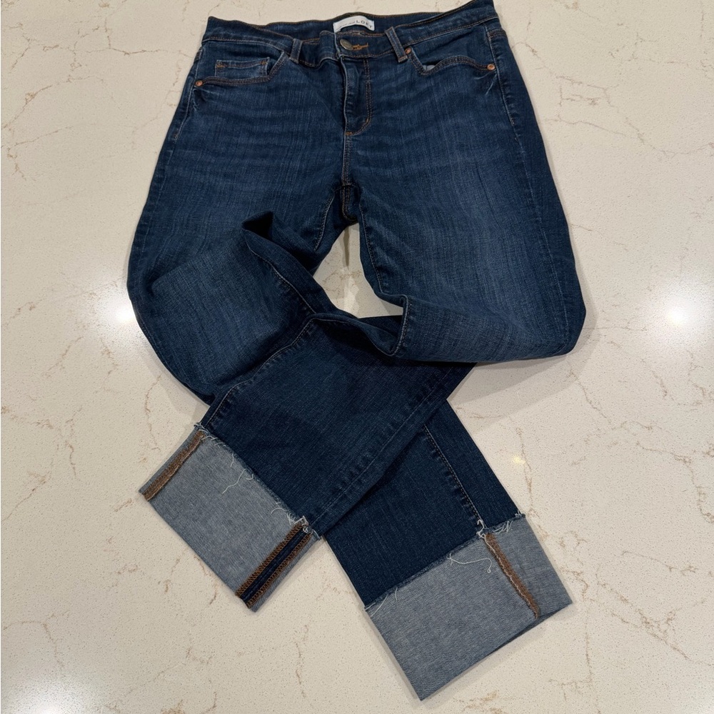 LOFT Dark Blue Ankle Jeans Modern Straight Size 28